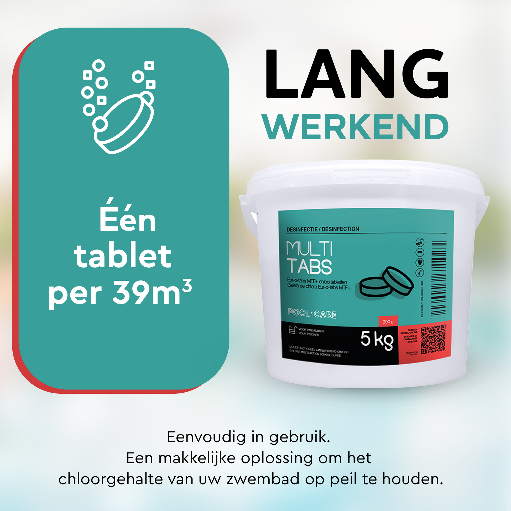 Pool-care Multi Tabs chloortabletten 200 g / 5 kg - lang werkend - informatiefiche