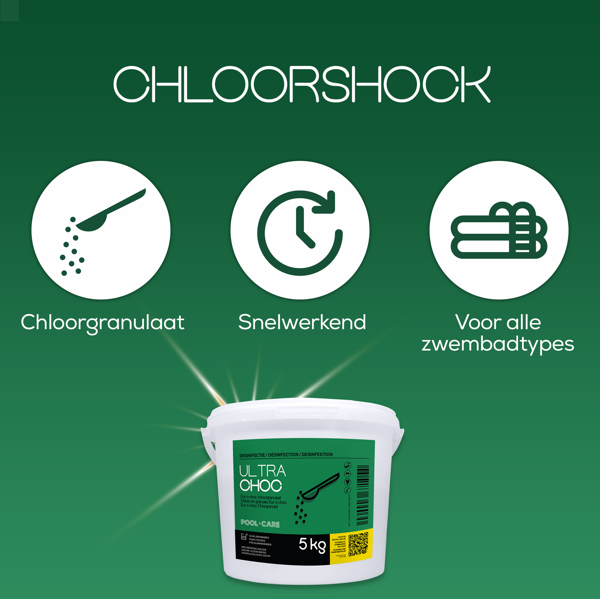 Pool-care Ultra Choc Chloorgranulaat 5 kg - Snelwerkende chloorshock voor alle zwembadtypes