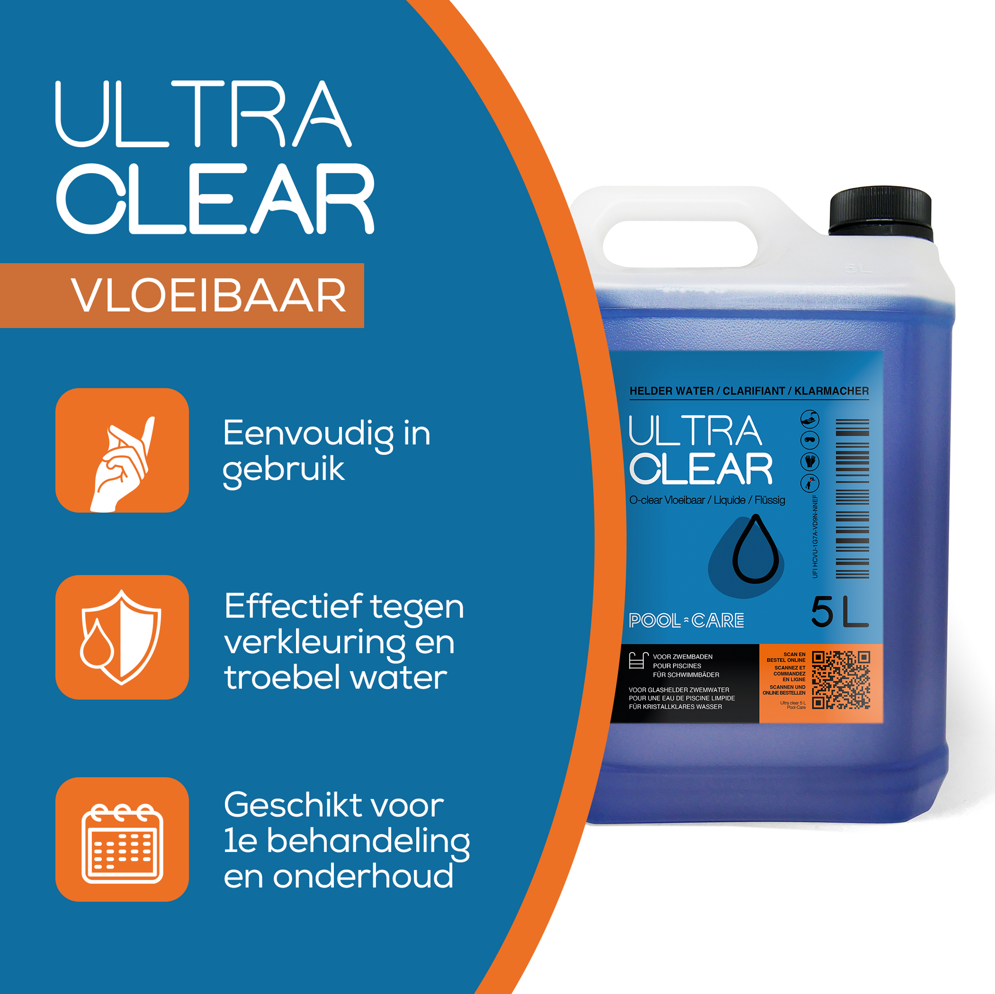 All-in-one vloeistof tegen troebel zwembadwater