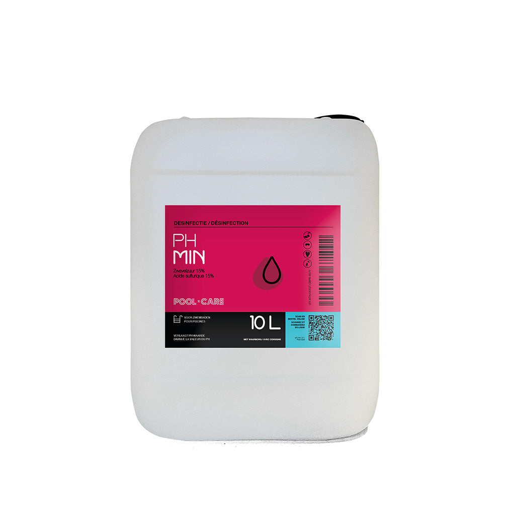 Pool-care pH Min vloeibaar verpakking 10 liter recuperatiebidon