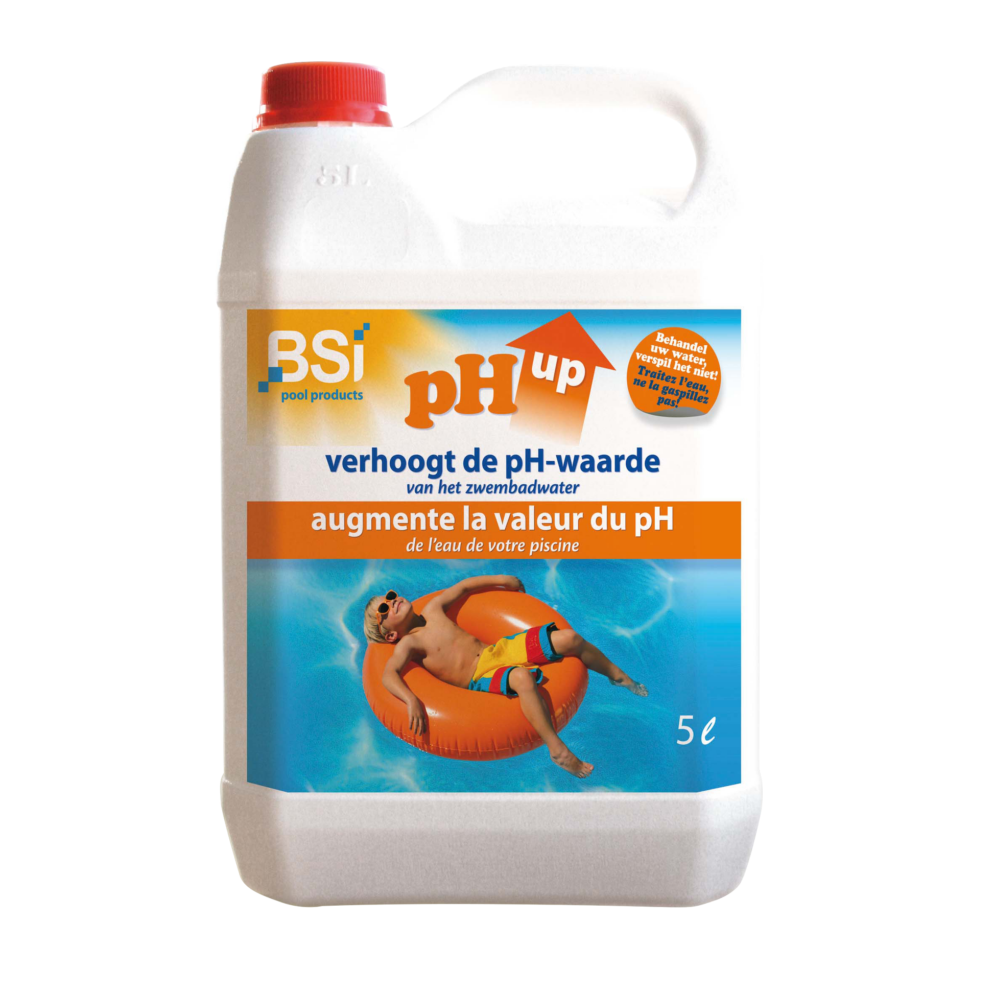 BSI pH Up Liquid 5L verpakking voor verhoging van pH-waarde in zwembad of spa