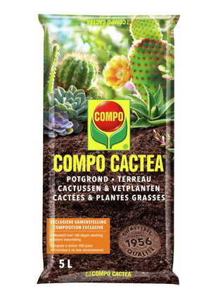 COMPO SANA Potgrond Cactussen & Vetplanten - incl. meststof met 100 dagen lange werking - voor een goede inworteling - zak 5L
