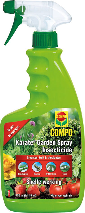COMPO Karate Garden Spray - gebruiksklare insectenbestrijder - tegen bijtende en zuigende insecten - voor groenten, fruit en sierplanten - snelle werking - spray 750 ml (7,5 m²)