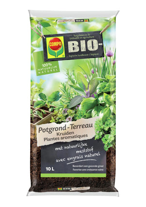 COMPO Bio Potgrond Kruiden - 100% organisch - incl. organische meststof - voor een rijke en smakelijke oogst - zak 10L