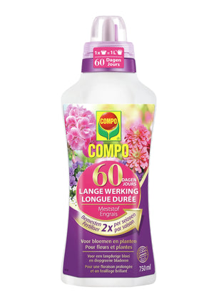 COMPO Vloeibare Meststof 60 Dagen Lange Werking - voor bloemen en planten - voor een prachtige, langdurige bloei - fles 750 ml