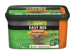 COMPO Easy Mix - 2 in 1 : zaaien en bemesten - voor herstel van uitgedunde gazons - emmer 2,2 kg (100 m²)