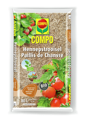 COMPO Hennepstrooisel - ideale bodembedekker in de moestuin - onkruidwerend effect - zak 80L