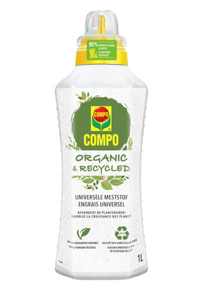 COMPO Organic & Recycled Universele Meststof - 100% organisch - voor alle plantensoorten - bevordert de plantengroei - fles 1 L