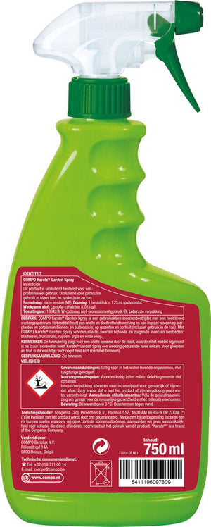COMPO Karate Garden Spray Groenten & Fruit - gebruiksklare insectenbestrijder - tegen bijtende en zuigende insecten - snelle werking - spray 750 ml (tot 7,5 m²)