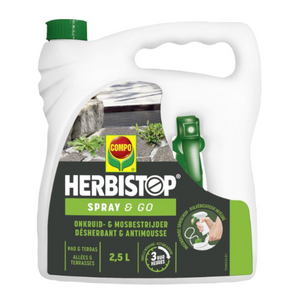 Herbistop Spray & Go Pad & Terras - gebruiksklare onkruid- en mosbestrijder - met geïntegreerde spuitkop - verpakking 2,5 L (25 m²)