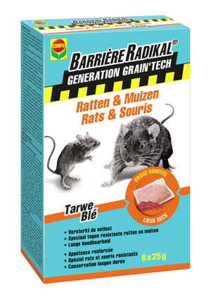 Barrière Radikal Generation Grain'Tech - heel aantrekkelijk lokaas dankzij turbo-impregnatie - gebruik binnen en buiten - ideaal voor droge ruimtes - doos 6 x 25 g