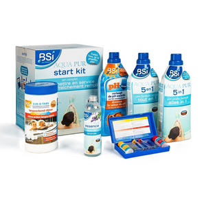 Aqua Pur Startset met onderhoudsproducten voor spa, bubbelbad en hottub, inclusief chloor, pH down, 5-in-1 en testkit