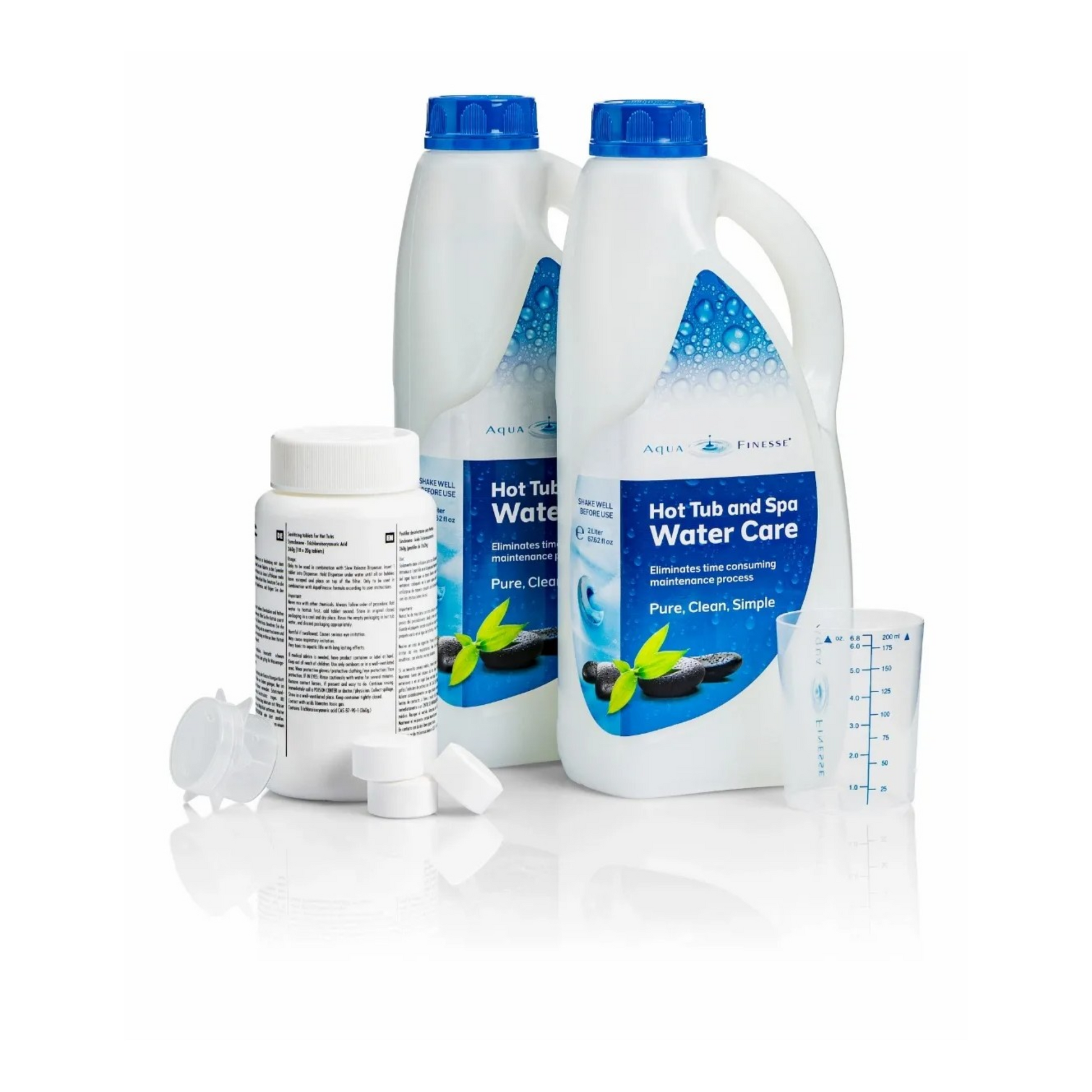 AquaFinesse Spa Water Care – 2x 2L AquaFinesse vloeistof en desinfectietabletten 