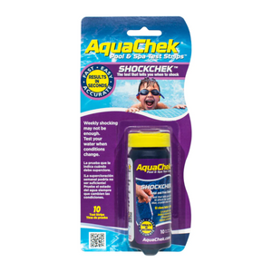 Verpakking AquaChek ShockChek teststrips – 10 strips om chloorshockbehoefte te meten