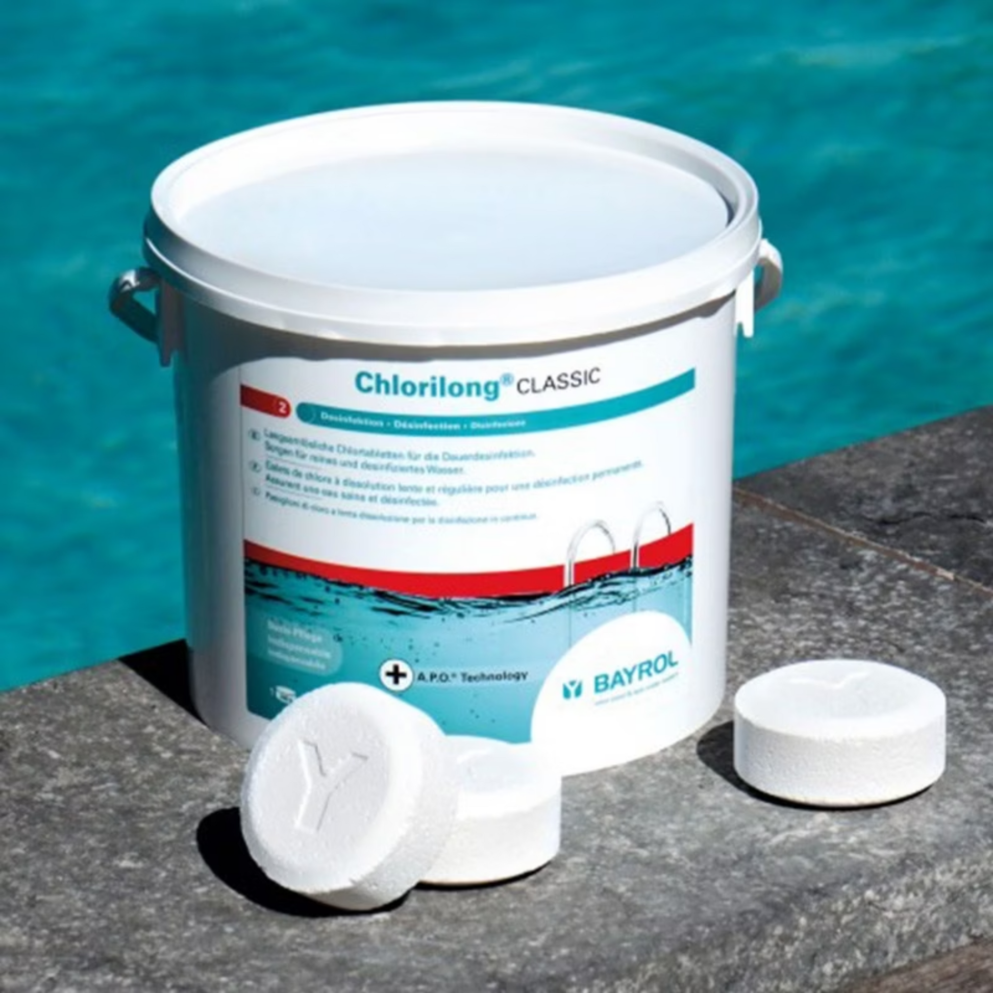 Langzaam oplossende chloortablet voor helder zwembadwater
