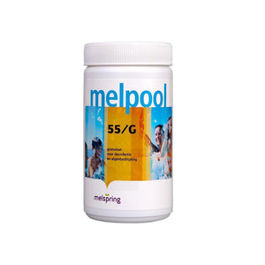 Melpool 55G chloorgranulaat 1kg pot voor zwembad- en spawater