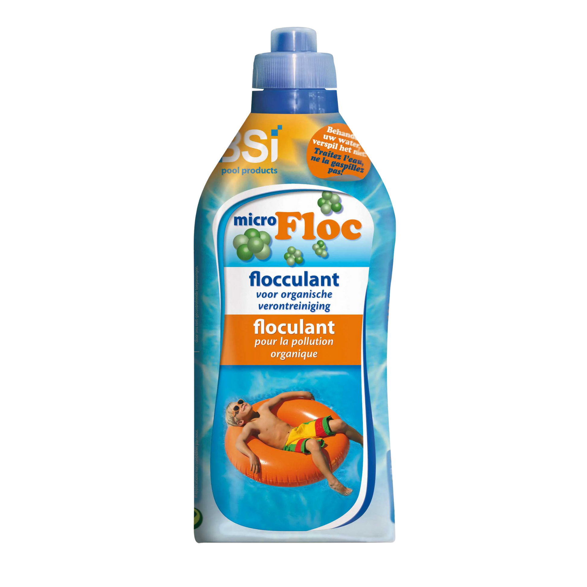 BSI Micro Floc 1L vlokmiddel voor helder zwembadwater, geschikt voor zandfilter en spa