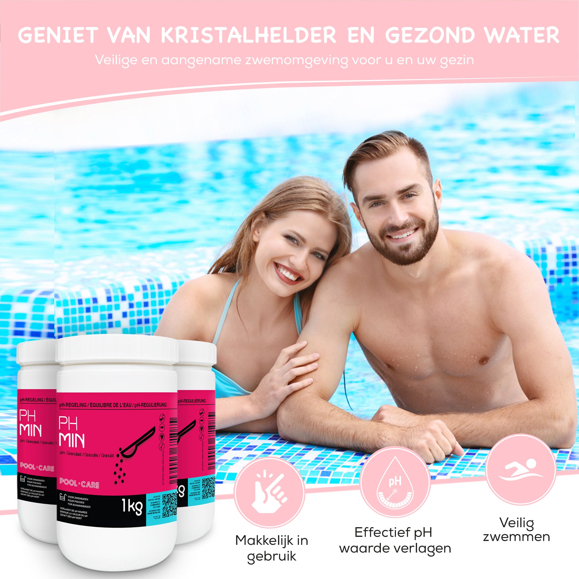 Pool-care pH Min granulaat 1 kg - geniet van kristalhelder en gezond water