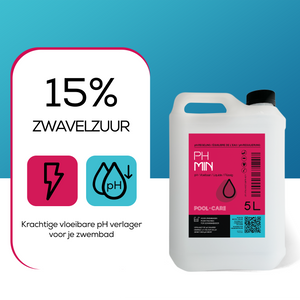 Pool-care pH Min vloeibaar 5 L - 15% zwavelzuur - krachtige vloeibare pH verlager voor je zwembad