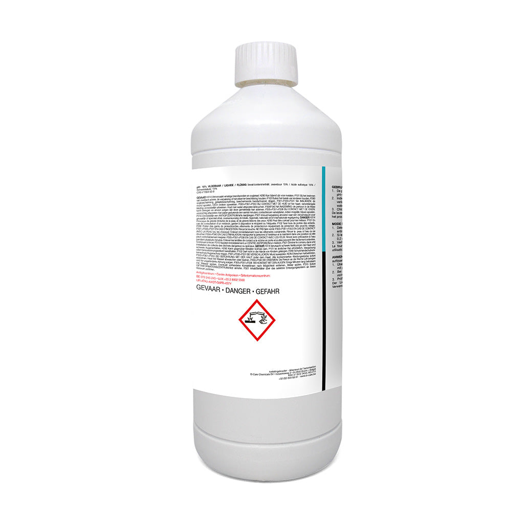 Label Pool-care pH Min vloeibaar (zwavelzuur 15%) 1 L