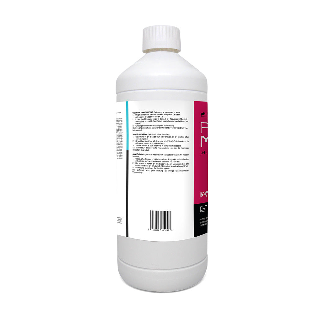 Label Pool-care pH Min vloeibaar (zwavelzuur 15%) 1 L