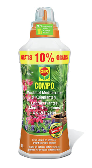COMPO Vloeibare Meststof Mediterrane Planten - ook voor citrusplanten - voor een prachtige, rijke bloei - fles 1 L