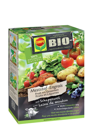 COMPO Bio Meststof Fruit & Groenten - 100% organische meststof met directe en lange werking van 5 maanden - voor een rijke oogst - doos 3,5 kg