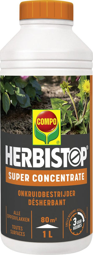 Herbistop Super Alle Oppervlakken - geconcentreerde onkruid- en mosbestrijder - snelle werking - fles 1L (80 m²)