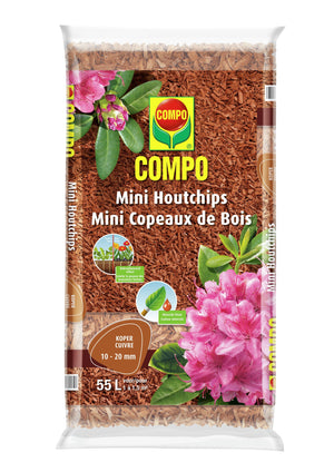 COMPO Mini Houtchips Koper - decoratieve bodembedekker voor paden, bloemperken, speelruimten - kaliber 10-20 mm - zak 55L