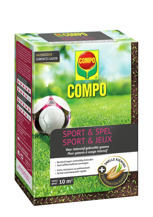COMPO Gazonzaad Sport & Spel - voor intensief gebruikte gazons - bestand tegen veelvuldig betreden - doos 500 g (25 m²)