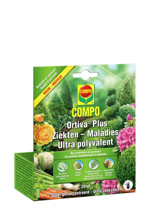 COMPO Ortiva Plus - ziektebestrijder op sierplanten en groenten - ook tegen buxusziekte - geneest en voorkomt - snelle absorptie - doosje 20 ml