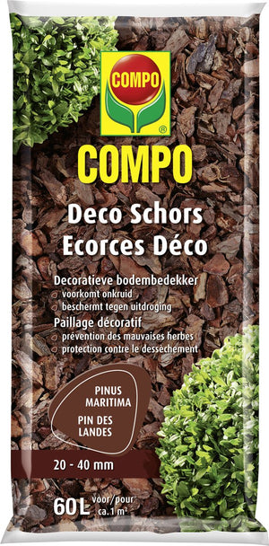 COMPO Deco Schors - kwalitatieve bodembedekker voor bloemperken - voorkomt onkruid - kaliber 20-40 mm - zak 60L