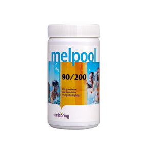 Melpool chloortabletten 200g, 1 kg in witte emmer voor zwembad, spa of hottub